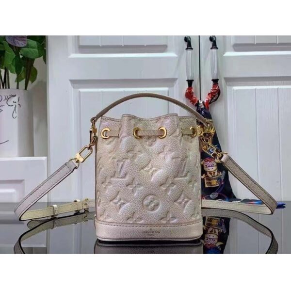 Louis Vuitton LV Women Nano Noé Bucket Bag Beige Monogram Embossed Supple Grained Cowhide (2)