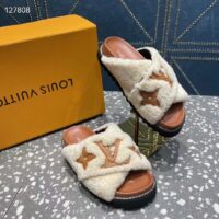 Louis Vuitton LV Women Paseo Flat Comfort Mule Natural Shearling Anatomic Insole、 (2)