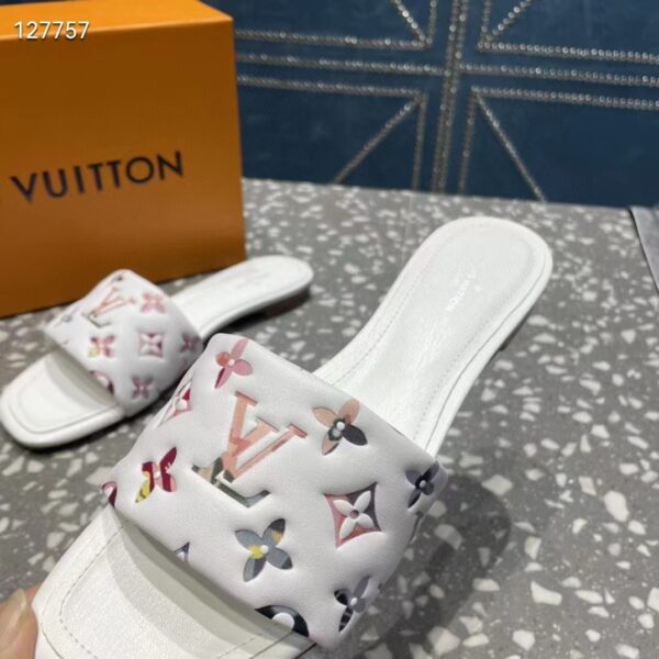 Louis Vuitton LV Women Revival Flat Mule White Monogram-Embossed Lambskin (10)