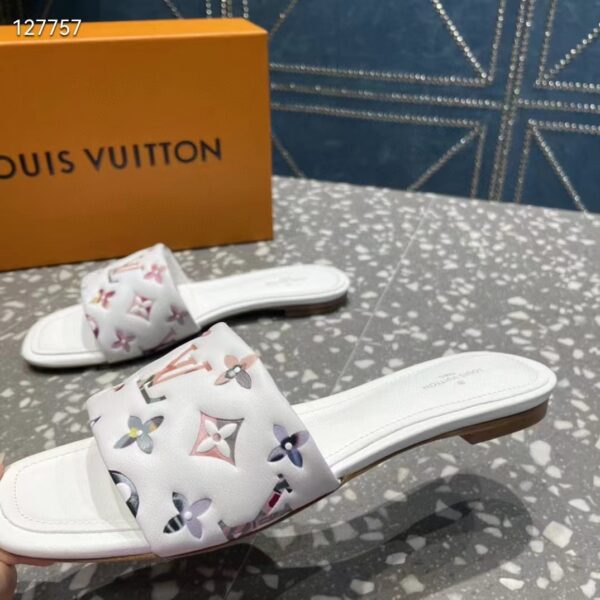 Louis Vuitton LV Women Revival Flat Mule White Monogram-Embossed Lambskin (2)