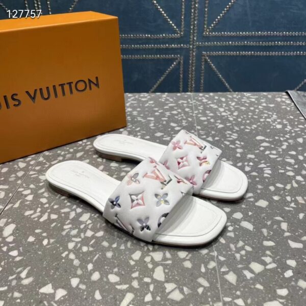 Louis Vuitton LV Women Revival Flat Mule White Monogram-Embossed Lambskin (3)