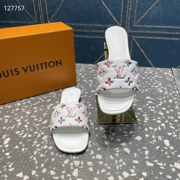 Louis Vuitton LV Women Revival Flat Mule White Monogram-Embossed Lambskin (5)