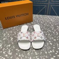 Louis Vuitton LV Women Revival Flat Mule White Monogram-Embossed Lambskin (6)