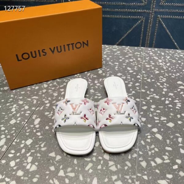 Louis Vuitton LV Women Revival Flat Mule White Monogram-Embossed Lambskin (7)