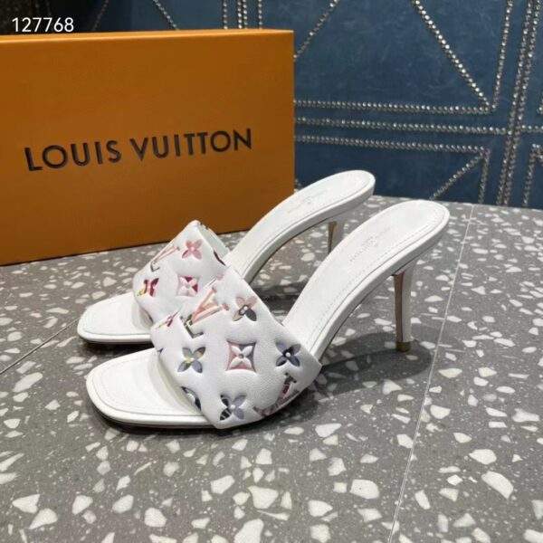 Louis Vuitton LV Women Revival Mule White Monogram-Embossed Lambskin 9.5 cm Heel (3)