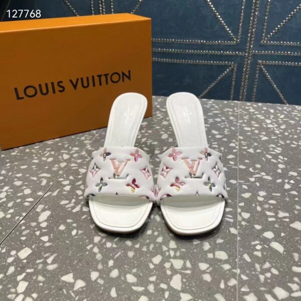 Louis Vuitton LV Women Revival Mule White Monogram-Embossed Lambskin 9.5 cm Heel (5)