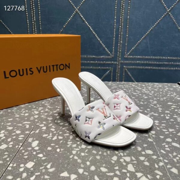 Louis Vuitton LV Women Revival Mule White Monogram-Embossed Lambskin 9.5 cm Heel (6)