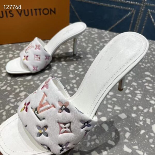 Louis Vuitton LV Women Revival Mule White Monogram-Embossed Lambskin 9.5 cm Heel (7)