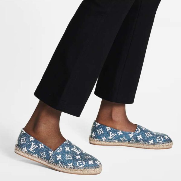 Louis Vuitton LV Women Starboard Flat Espadrille Navy Blue Monogram Denim Rope Rubber (3)