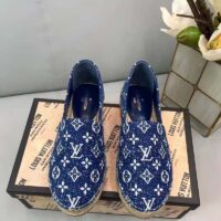 Louis Vuitton LV Women Starboard Flat Espadrille Navy Blue Monogram Denim Rope Rubber (4)