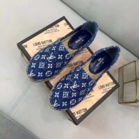 Louis Vuitton LV Women Starboard Flat Espadrille Navy Blue Monogram Denim Rope Rubber (4)