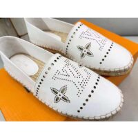 Louis Vuitton LV Women Starboard Flat Espadrille White Perforated Calf Leather Rope Rubber (3)