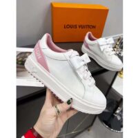 Louis Vuitton Unisex LV Shoes Time Out Sneaker Rose Clair Pink Calf Leather Rubber Outsole (8)