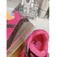 Louis Vuitton LV Unisex Trainer Sneaker Pink Strass Rubber Initials Monogram Flowers (5)