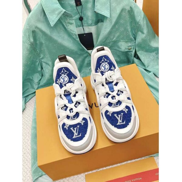 Louis Vuitton Women LV Archlight Sneaker Blue Monogram Velvet Oversized Rubber 5 Cm Heel (2)