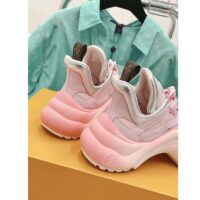 Louis Vuitton Women LV Archlight Sneaker Rose Clair Pink Mix Materials Ribbon Laces (6)