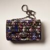 Chanel Women CC Classic Handbag Embroidered Tweed Glass Beads Strass Metal Black Multicolor