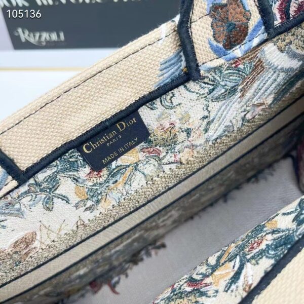 Dior Women CD Medium Book Tote Beige Multicolor Jardin D’Hiver Embroidery (2)