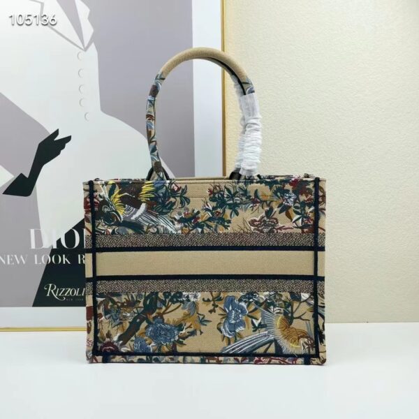 Dior Women CD Medium Book Tote Beige Multicolor Jardin D’Hiver Embroidery (5)