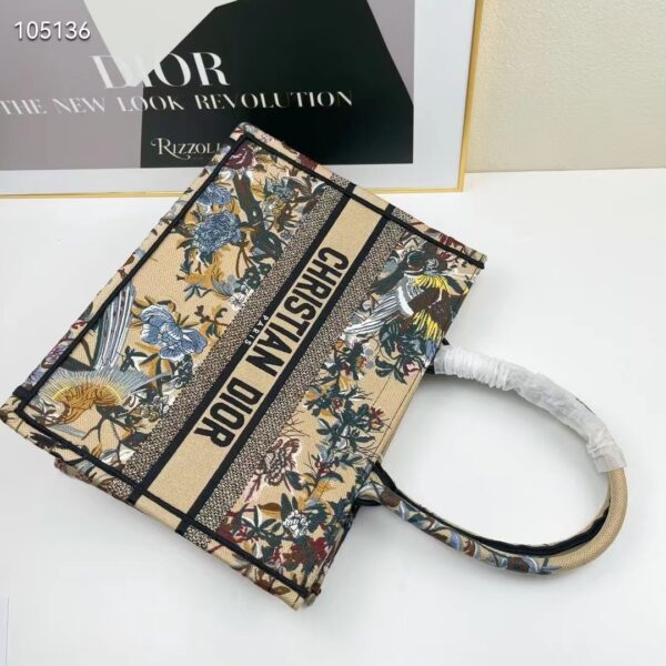 Dior Women CD Medium Book Tote Beige Multicolor Jardin D’Hiver Embroidery (7)