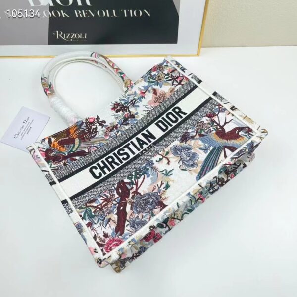 Dior Women CD Medium Book Tote Ecru Multicolor Jardin D’Hiver Embroidery (1)