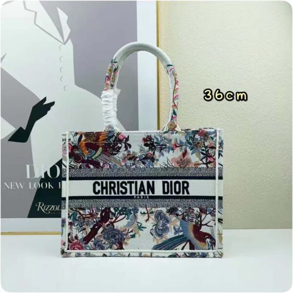 Dior Women CD Medium Book Tote Ecru Multicolor Jardin D’Hiver Embroidery (2)