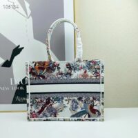 Dior Women CD Medium Book Tote Ecru Multicolor Jardin D’Hiver Embroidery (3)