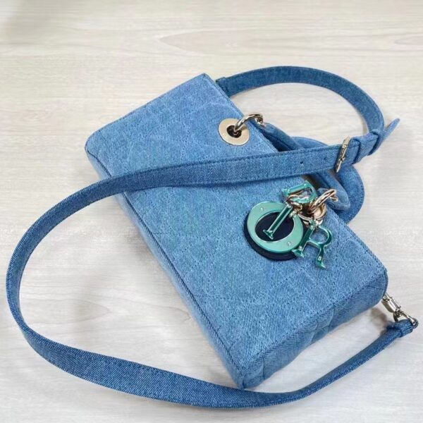 Dior Women CD Medium Lady D-Joy Bag Blue Cannage Denim (5)