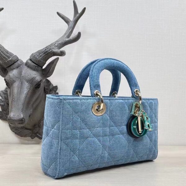 Dior Women CD Medium Lady D-Joy Bag Blue Cannage Denim (6)