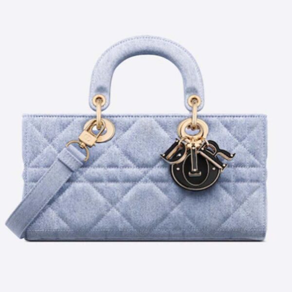 Dior Women CD Medium Lady D-Joy Bag Blue Cannage Denim (9)