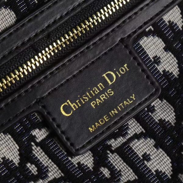 Dior Women CD Medium Lady Dior Bag Natural Wicker Blue Oblique Jacquard (1)