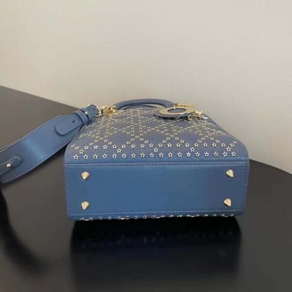 Dior Women CD Mini Lady Dior Bag Denim Blue Lucky Star Cannage Lambskin (13)