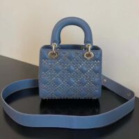 Dior Women CD Mini Lady Dior Bag Denim Blue Lucky Star Cannage Lambskin (14)