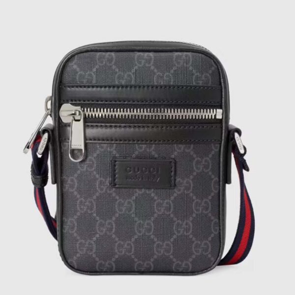 Gucci GG Black Messenger Black Grey GG Supreme Canvas Blue Red Web (3)