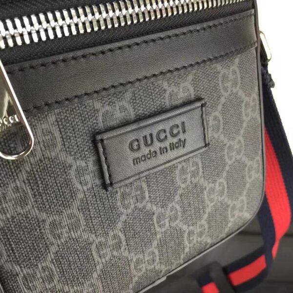 Gucci GG Black Messenger Black Grey GG Supreme Canvas Blue Red Web (5)