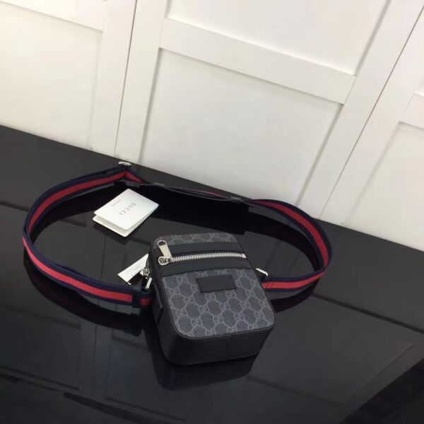 Gucci GG Black Messenger Black Grey GG Supreme Canvas Blue Red Web (6)