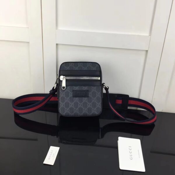 Gucci GG Black Messenger Black Grey GG Supreme Canvas Blue Red Web (7)