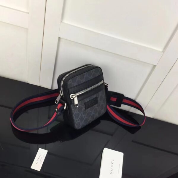 Gucci GG Black Messenger Black Grey GG Supreme Canvas Blue Red Web (8)