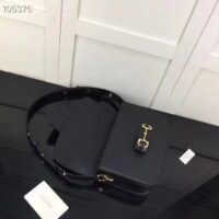 Gucci GG Women Horsebit 1955 Shoulder Bag Black Textured Leather (18)