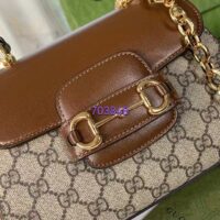 Gucci GG Women Horsebit 1955 Top Handle Bag Light Brown Gold Toned Hardware (1)