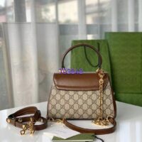 Gucci GG Women Horsebit 1955 Top Handle Bag Light Brown Gold Toned Hardware (1)