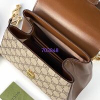 Gucci GG Women Horsebit 1955 Top Handle Bag Light Brown Gold Toned Hardware (1)