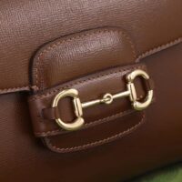 Gucci GG Women Horsebit 1955 Top Handle Bag Light Brown Leather Mini Size (1)