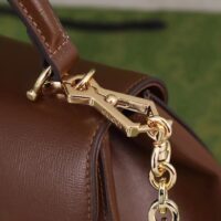 Gucci GG Women Horsebit 1955 Top Handle Bag Light Brown Leather Mini Size (1)