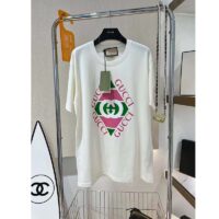 Gucci GG Women Vintage Logo Print T-shirt Off White Cotton Jersey Crewneck Short sleeves (6)