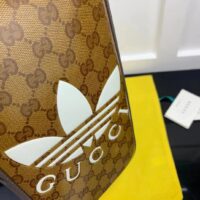 Gucci Unisex Adidas x Gucci Mini Top Handle Bag Beige Brown GG Crystal Canvas (10)