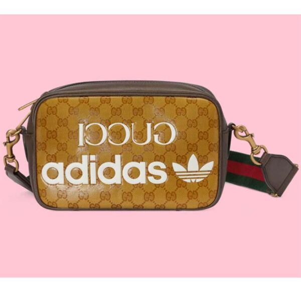 Gucci Unisex Adidas x Gucci Small Shoulder Bag Beige Brown GG Crystal Canvas (7)