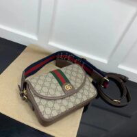 Gucci Unisex Ophidia Mini GG Shoulder Bag Beige Ebony GG Supreme Canvas (4)