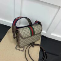 Gucci Unisex Ophidia Mini GG Shoulder Bag Beige Ebony GG Supreme Canvas (4)