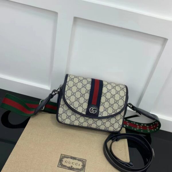 Gucci Unisex Ophidia Mini GG Shoulder Bag Blue GG Supreme Canvas Double G (2)